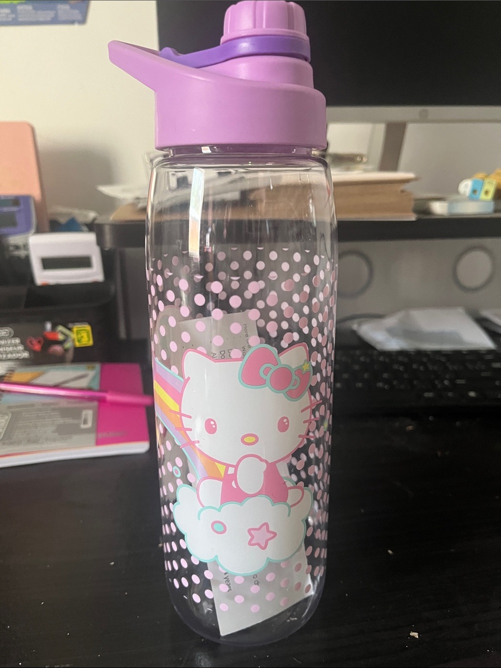 Hello Kitty Pink Purple Polka Dot Sports Bottle
